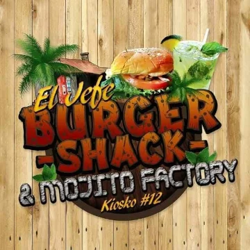 The logo for El Jefe Burger Shack and Mojito Factory at Kiosk #12 in Luquillo Puerto Rico.