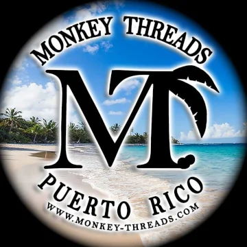 The logo for Monkey Threads, kiosk #30 in Luquillo Puerto Rico.
