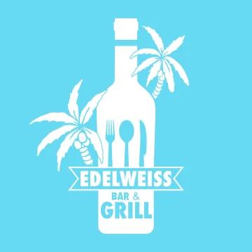 The logo for Edelweiss Bar and Grill, kiosk #38 in Luquillo Puerto Rico.