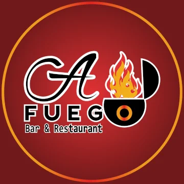 The logo for A-Fuego Bar and Restaurant kiosk #50 in Luquillo Puerto Rico.