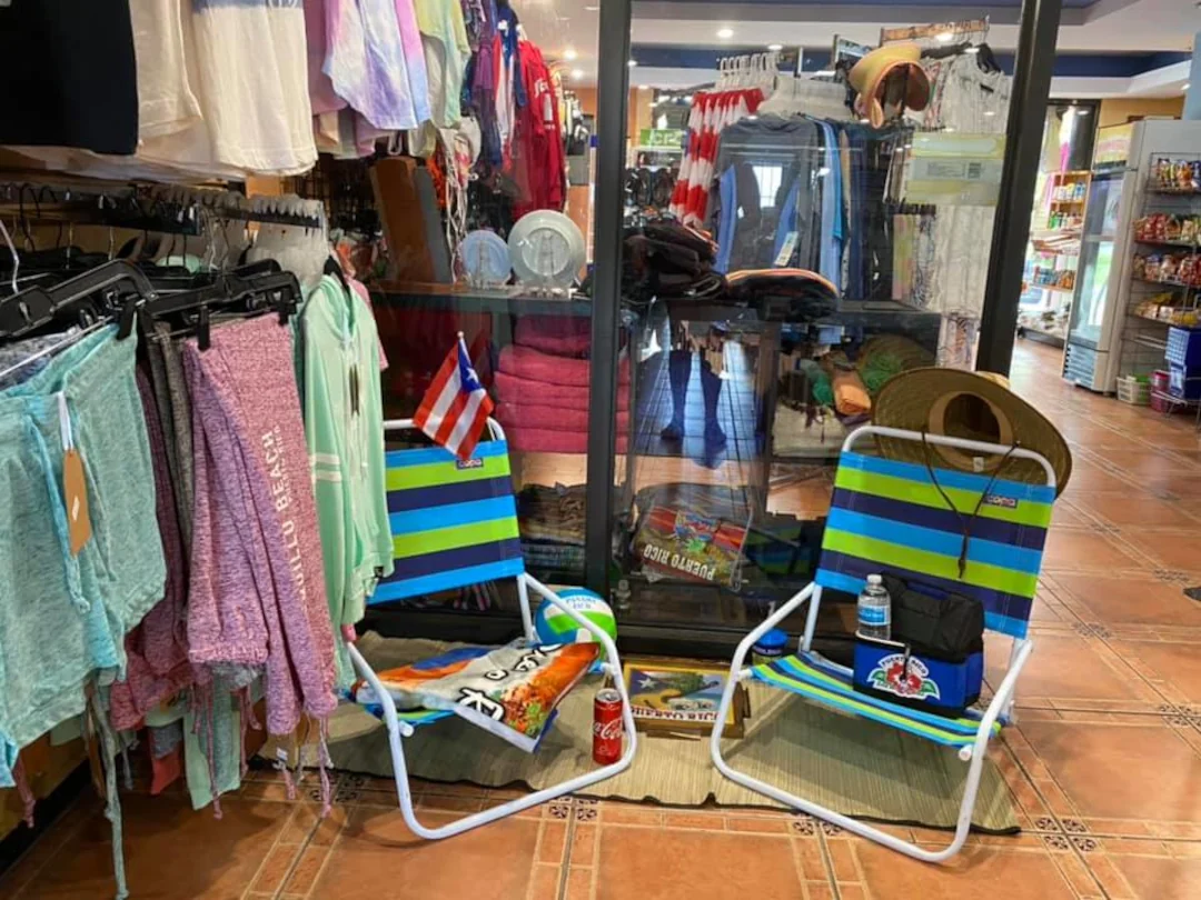 Long and short sleeve shirts and pants, beach chair, beach towels and other accessories available at Emilee's Souvenirs.