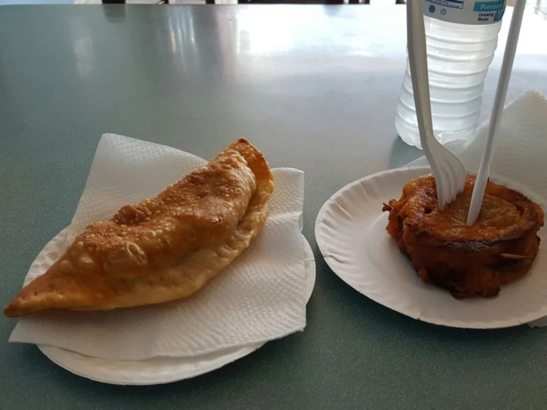 Two fried foods available at kiosk #8